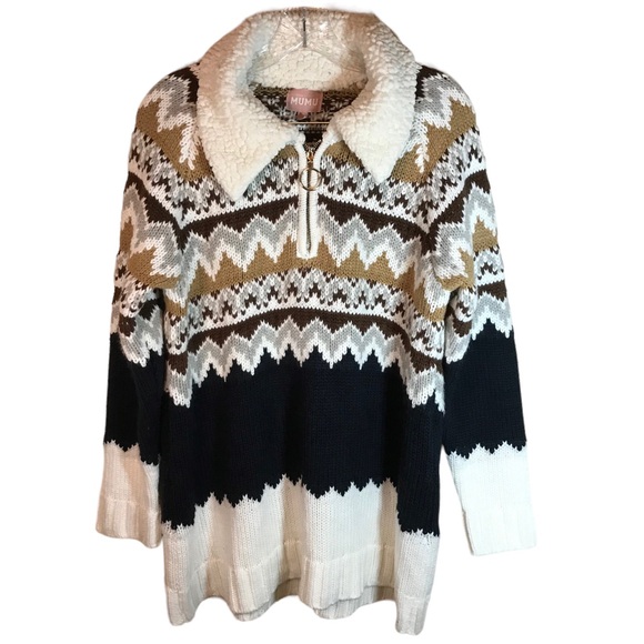 Show Me Your MuMu Sweaters - Show me your mumu sweater women S multicolor Sun Valley fair isle faux Sherpa